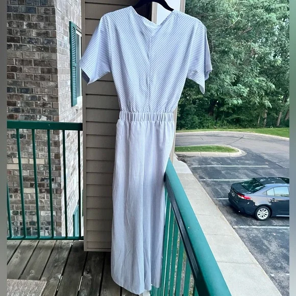 🆕BuddyLove Ilene Striped Cropped Jumpsuit XS Blue White Summer Boho Resort Wear - Picture 4 of 16